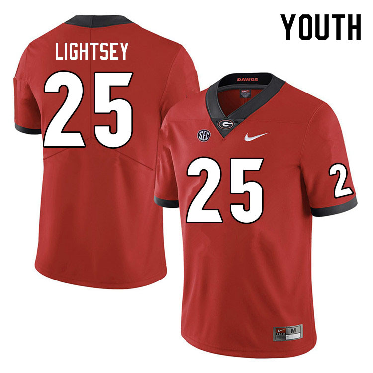 Georgia Bulldogs Youth E.J. Lightsey #25 Red 2022 Stitched College UGA Football Jersey 23CN016MW